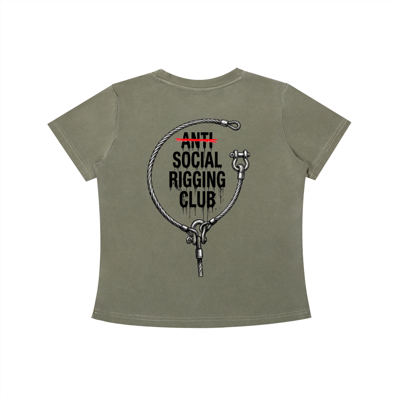 Womens Vintage Wash Anti Social Rigging club Slim Fit T-shirt