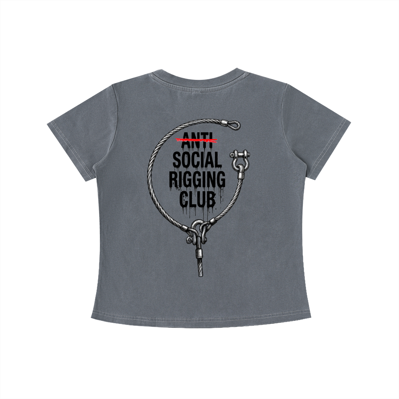 Womens Vintage Wash Anti Social Rigging club Slim Fit T-shirt